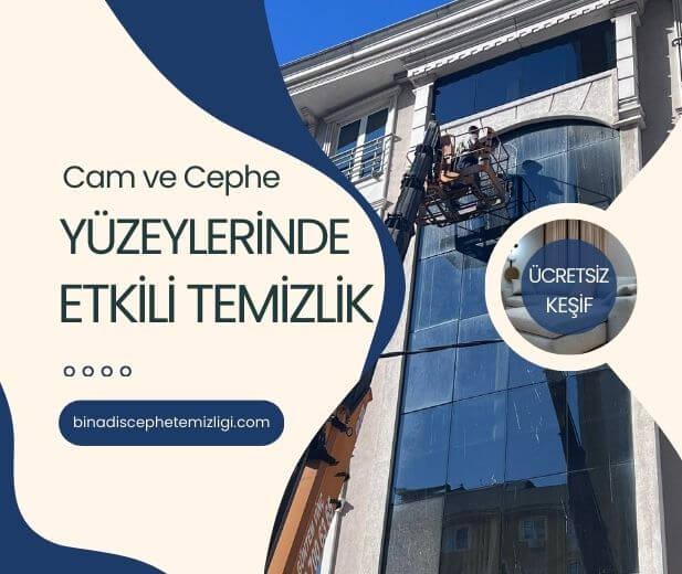 Cam ve cephe yüzeylerinde platform destekli kontrollü bakım çalışması
