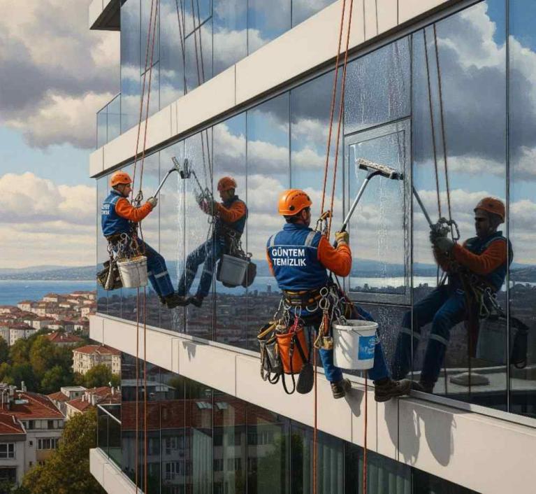 İple erişim yöntemi ile Florya dış cephe cam temizliği