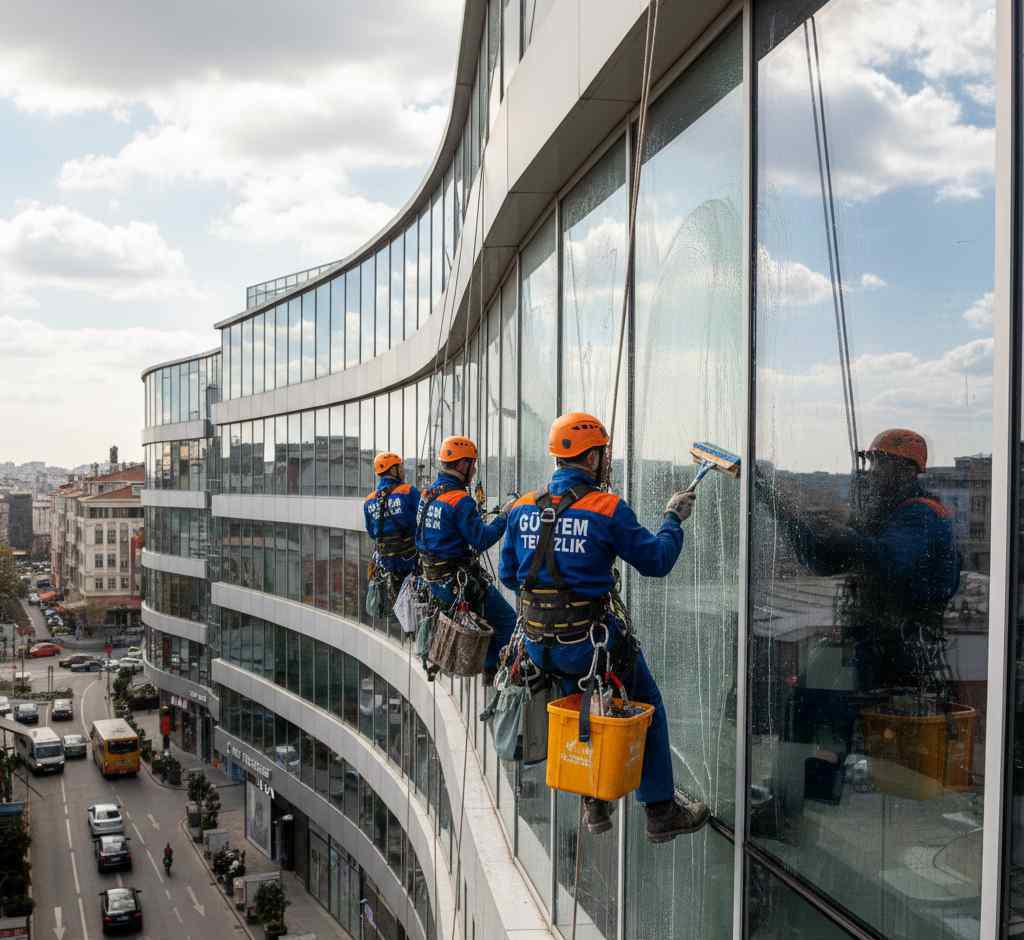 İple erişim ile Mecidiyeköy dış cephe cam temizliği hizmetleri