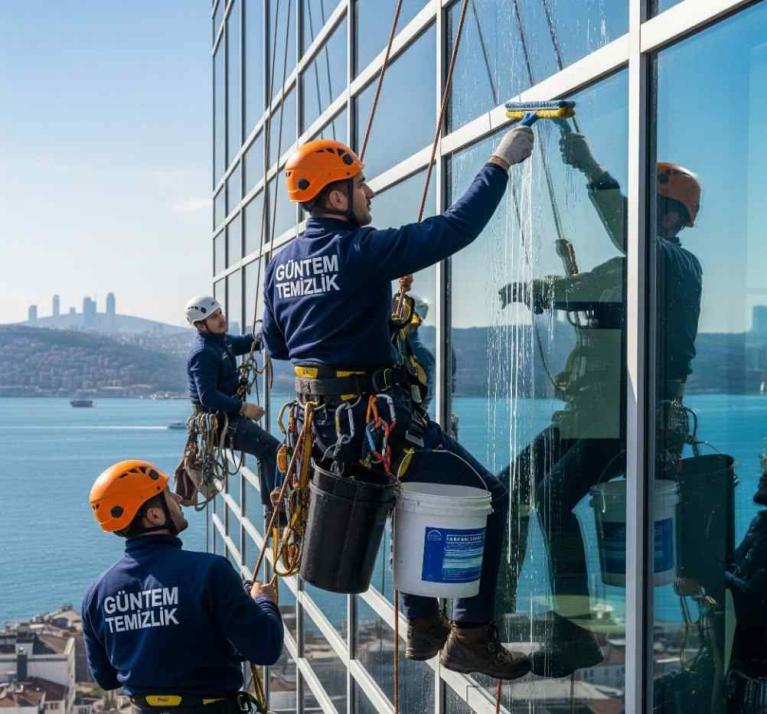 Endüstriyel dağcılık ile gökdelen cam temizliği