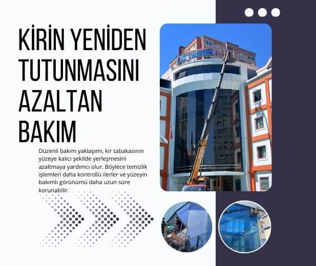 Düzenli bakım sayesinde yüzeyde kir birikiminin kontrol altında tutulmasına odaklanan uygulama görseli