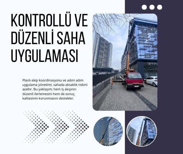 Planlı ekip koordinasyonu ile sahada düzenli ilerleyen uygulama adımlarını yansıtan örnek görsel