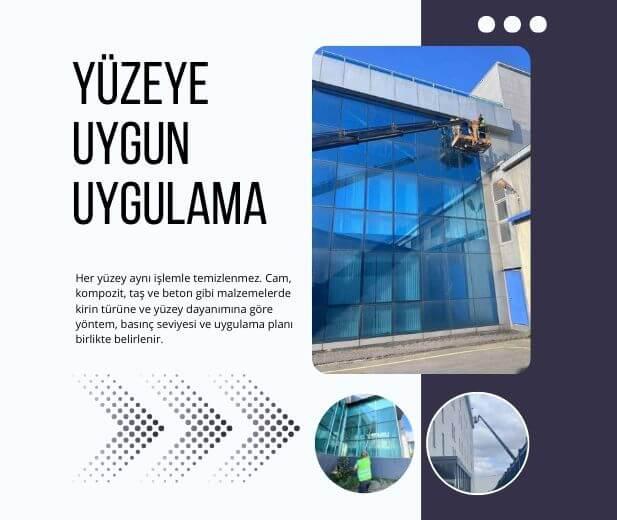 Cam cephede yüzey türüne uygun yöntem ve kontrollü uygulama dengesini anlatan örnek saha görseli