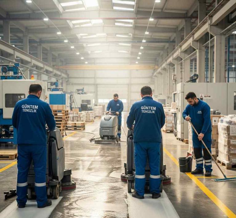 Modern ekipmanlarla zemin temizliği çalışmaları