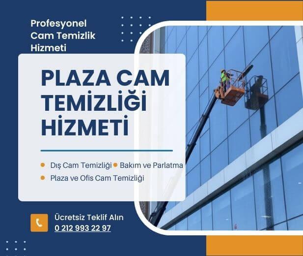 Plaza cam yüzeylerinde iz azaltmaya odaklı temizlik çalışması