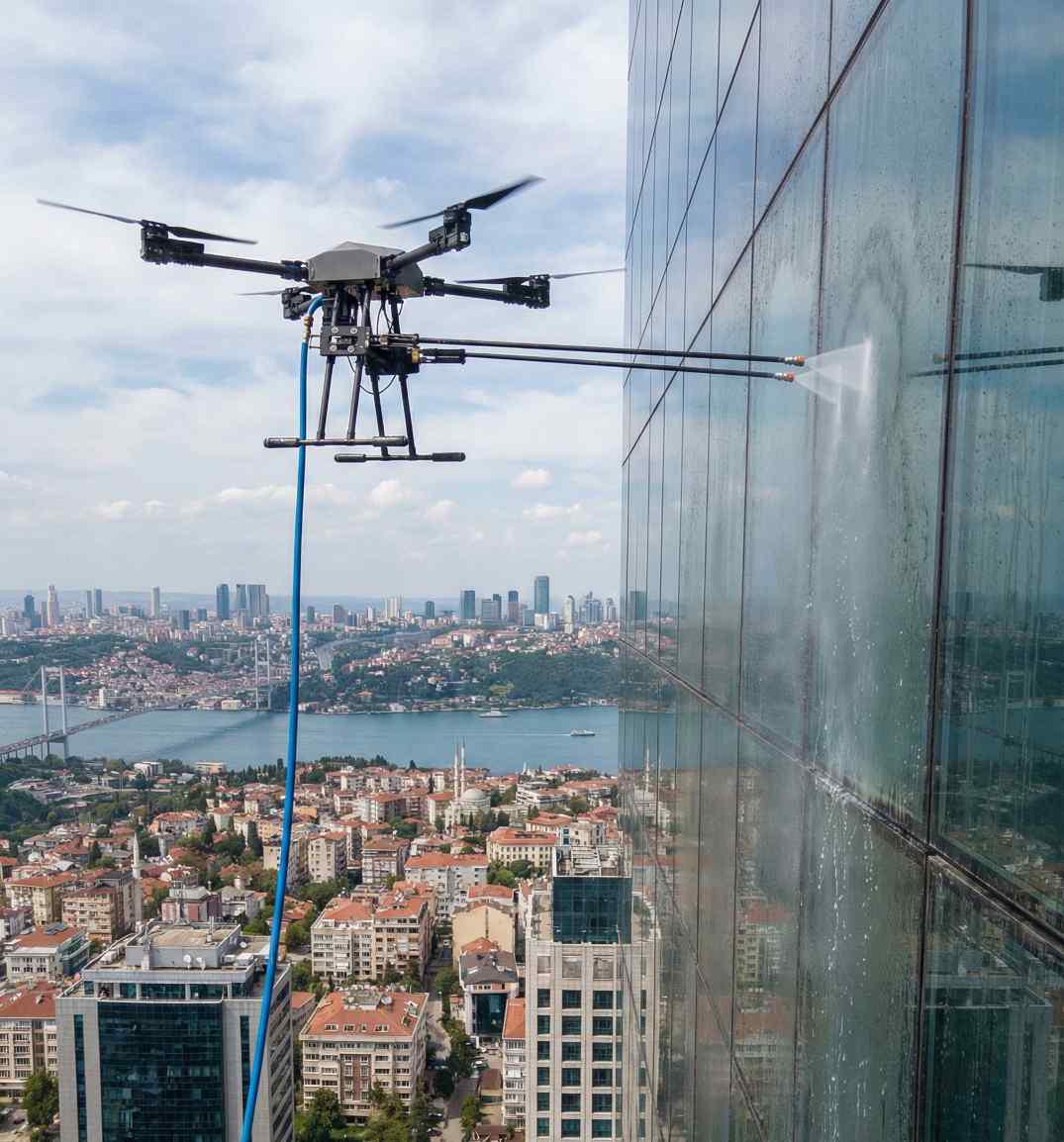 Profesyonel drone ile Zeytinburnu dış cephe cam temizliği hizmetleri