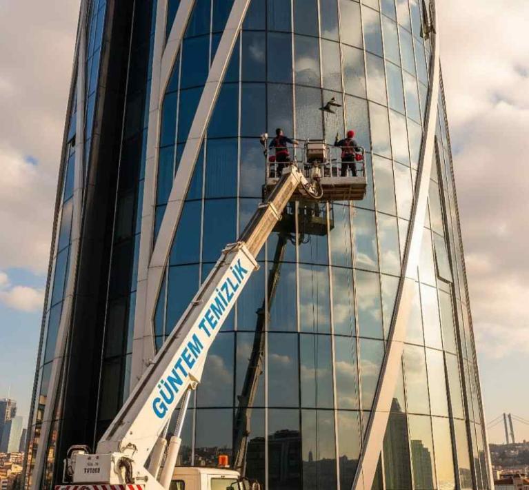 Sepetli platformla dış cephe cam temizliği hizmetleri