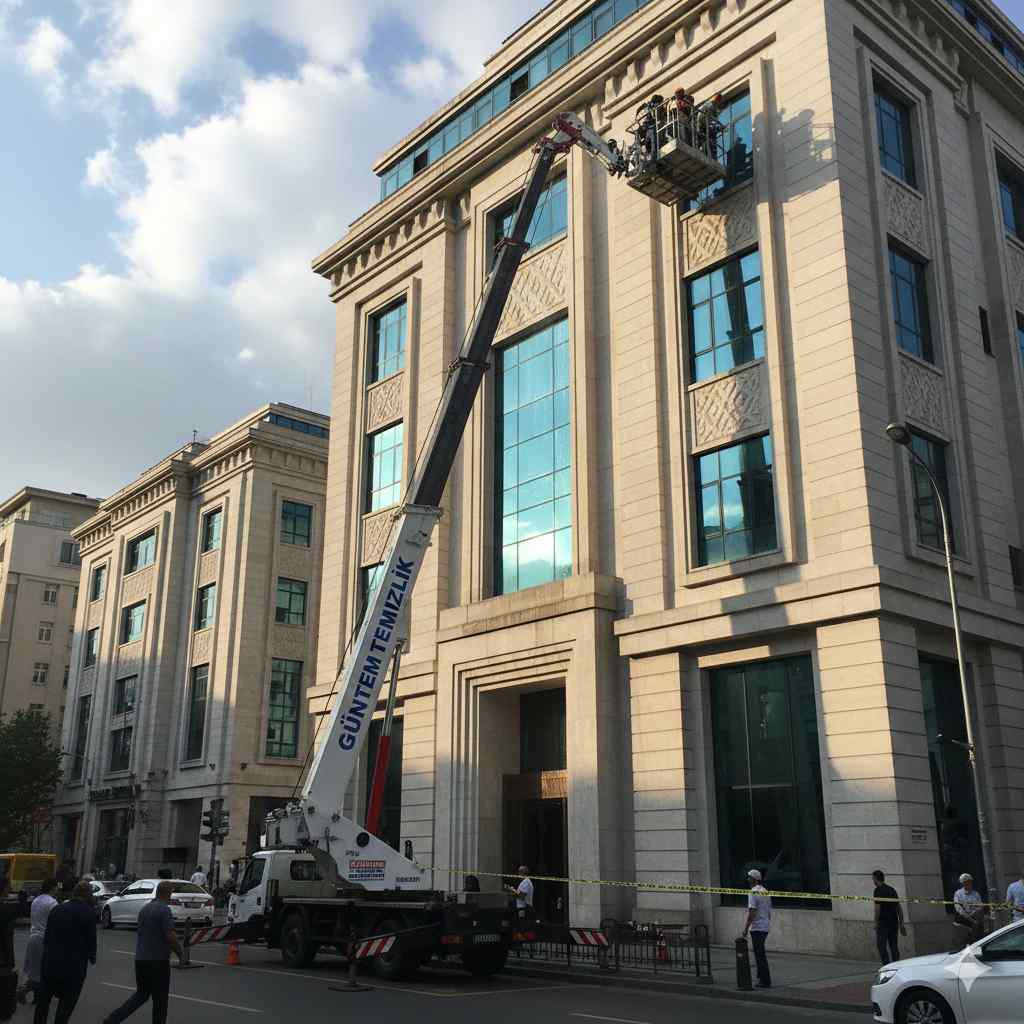 Sepetli vinç ile Mecidiyeköy dış cephe temizliği hizmetleri